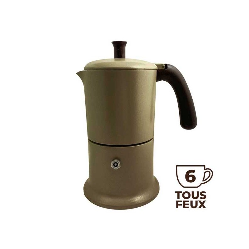 Cafetière italienne or marron 6Tasses TOUS FEUX ANG6IND1504 - ANGELINA MADE IN ITALY