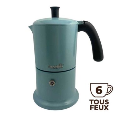 Cafetière italienne bleu clair / noir 6 tasses TOUS FEUX ANG6IND0903 - ANGELINA