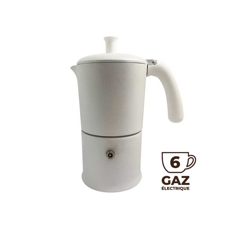 Cafetière italienne Blanche 6 tasses Gaz ANG60202 - ANGELINA MADE IN ITALY