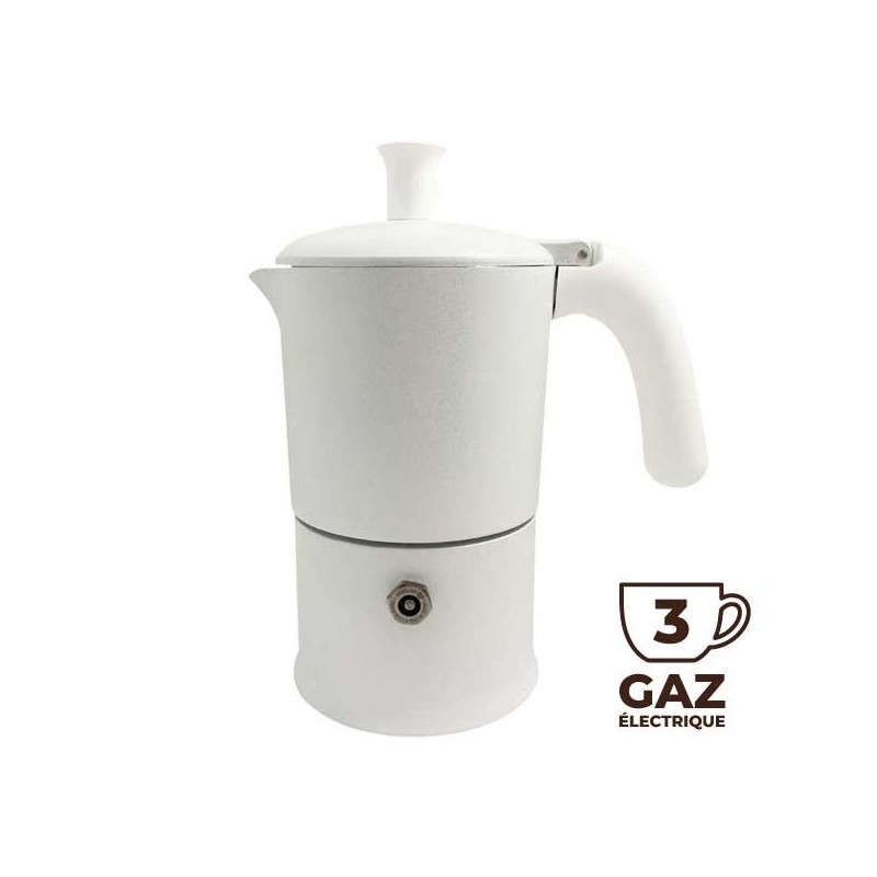 Cafetière italienne Blanche 3 tasses Gaz ANG30202 - ANGELINA MADE IN ITALY