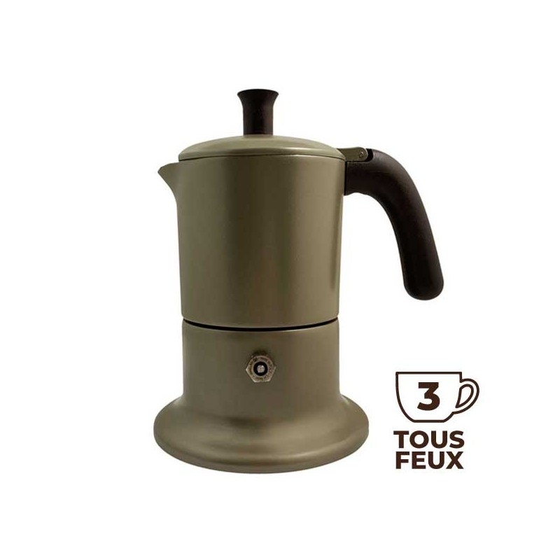Cafetière italienne or / marron 3 tasses TOUS FEUX ANG3IND1504 - ANGELINA MADE IN ITALY