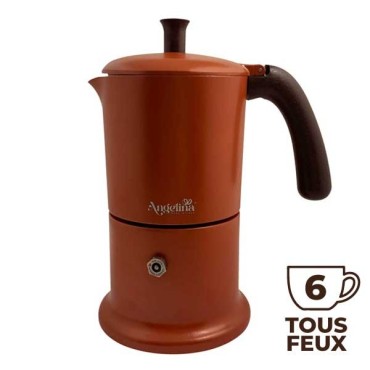 Cafetière italienne orange / marron 6 tasses TOUS FEUX ANG6IND1004 - ANGELINA