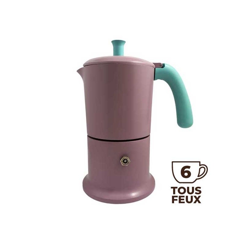Cafetière italienne rose / tiffany 6 tasses TOUS FEUX ANG6IND0801 - ANGELINA MADE IN ITALY