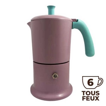 Cafetière italienne rose / tiffany 6 tasses TOUS FEUX ANG6IND0801 - ANGELINA