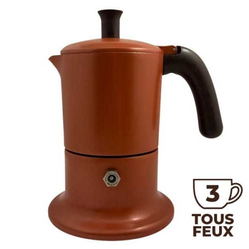 Cafetière italienne orange / marron 3 tasses TOUS FEUX ANG3IND1004 - ANGELINA