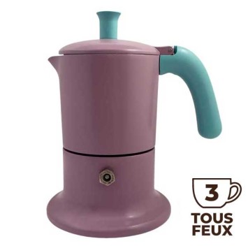 Cafetière italienne rose / tiffany 3 tasses TOUS FEUX ANG3IND0801 - ANGELINA