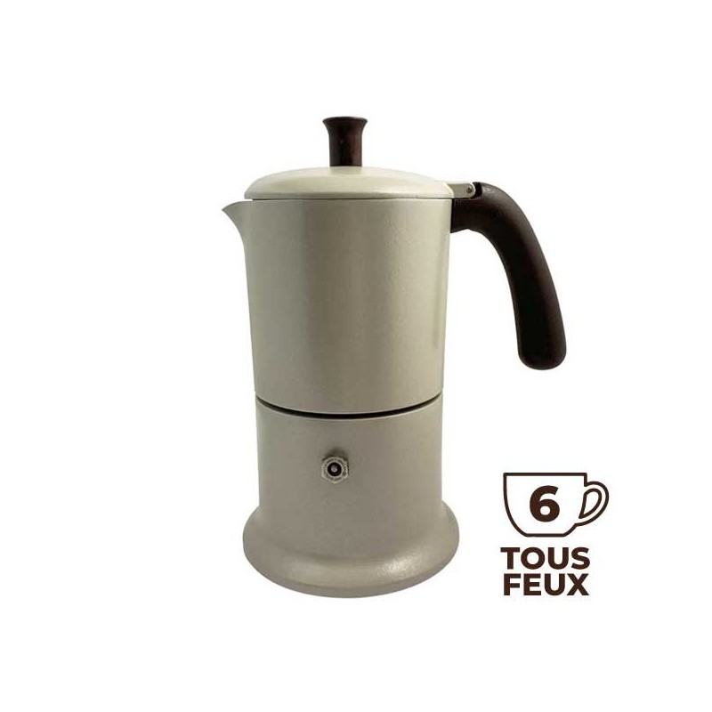 Cafetière italienne sable / marron 6 tasses TOUS FEUX ANG6IND1104 - ANGELINA MADE IN ITALY