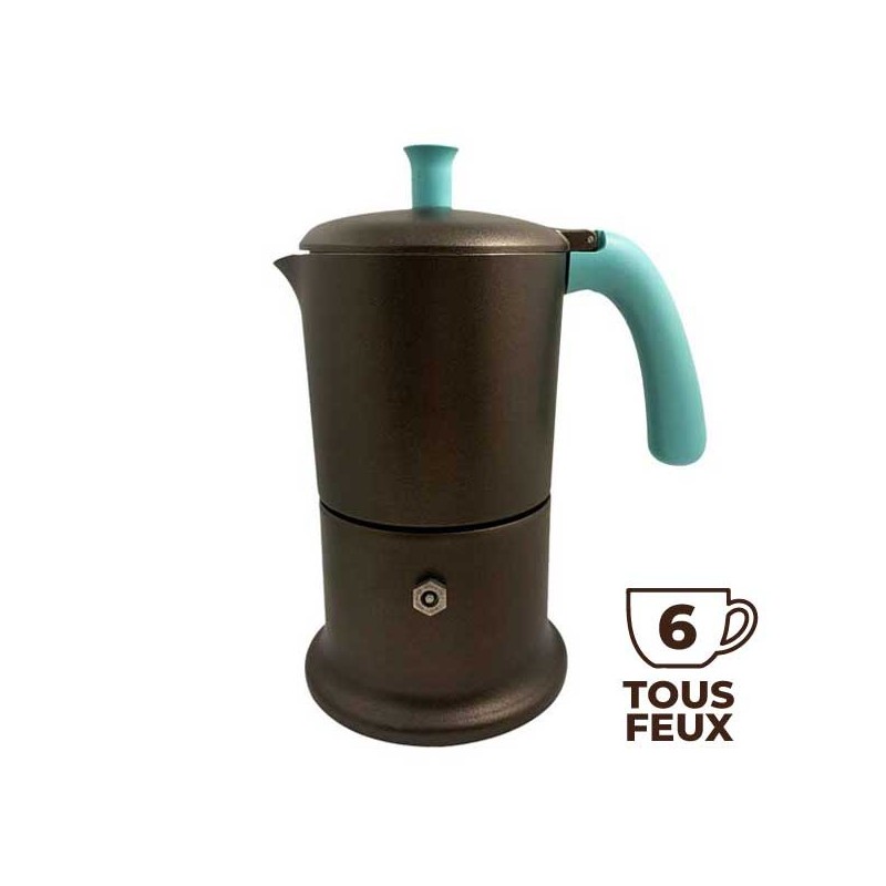 Cafetière italienne bronze / tiffany 6 tasses TOUS FEUX ANG6IND0701 - ANGELINA MADE IN ITALY