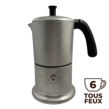 Cafetière italienne Vintage Alu / noir 6 tasses TOUS FEUX ANG6INDVIN03 - ANGELINA MADE IN ITALY