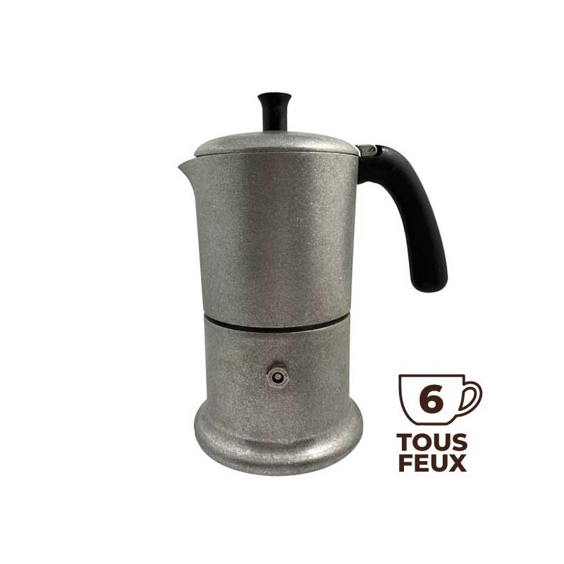 Cafetière italienne Vintage Alu / noir 6 tasses TOUS FEUX ANG6INDVIN03 - ANGELINA MADE IN ITALY