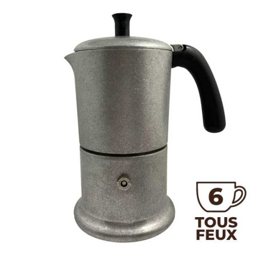 Cafetière italienne Vintage Alu / noir 6 tasses TOUS FEUX ANG6INDVIN03 - ANGELINA MADE IN ITALY