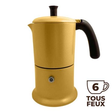 Cafetière italienne moutarde / marron 6 tasses TOUS FEUX ANG6IND1304 - ANGELINA