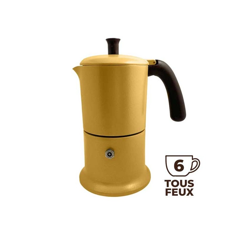Cafetière italienne moutarde / marron 6 tasses TOUS FEUX ANG6IND1304 - ANGELINA MADE IN ITALY