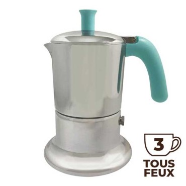 Cafetière italienne aluminium / tiffany 3 tasses TOUS FEUX ANG3IND0001 - ANGELINA