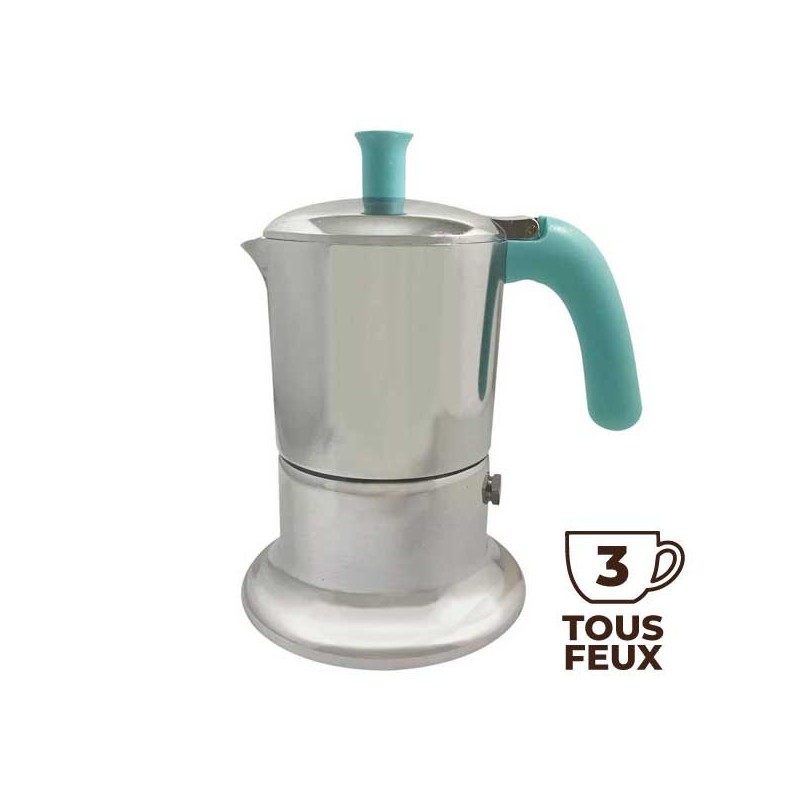 Cafetière italienne aluminium / tiffany 3 tasses TOUS FEUX ANG3IND0001 - ANGELINA MADE IN ITALY