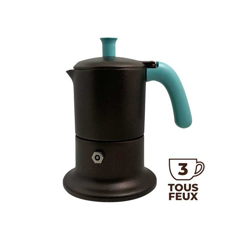Cafetière italienne bronze / tiffany 3 tasses TOUS FEUX ANG3IND0701 - ANGELINA MADE IN ITALY