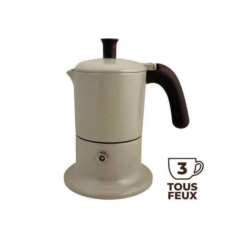 Cafetiere sable / marron 3 tasses ANG3IND1104 - ANGELINA MADE IN ITALY