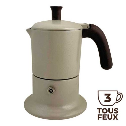 Cafetière italienne sable / marron 3 tasses TOUS FEUX ANG3IND1104 - ANGELINA