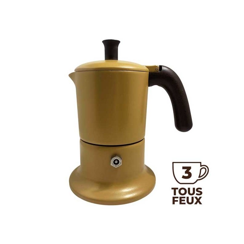 Cafetière italienne moutarde / marron 3 tasses TOUS FEUX ANG3IND1304 - ANGELINA MADE IN ITALY