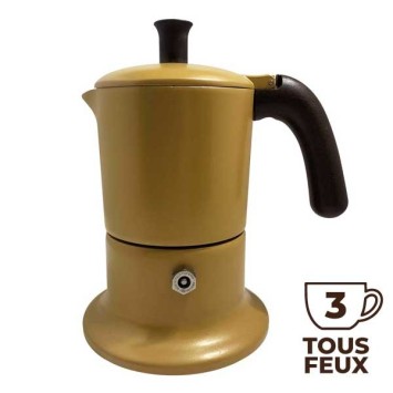 Cafetière italienne moutarde / marron 3 tasses TOUS FEUX ANG3IND1304 - ANGELINA