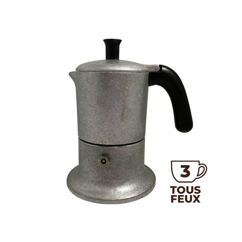 Cafetière italienne Vintage Alu / noir 3 tasses TOUS FEUX ANG3INDVIN03 - ANGELINA MADE IN ITALY
