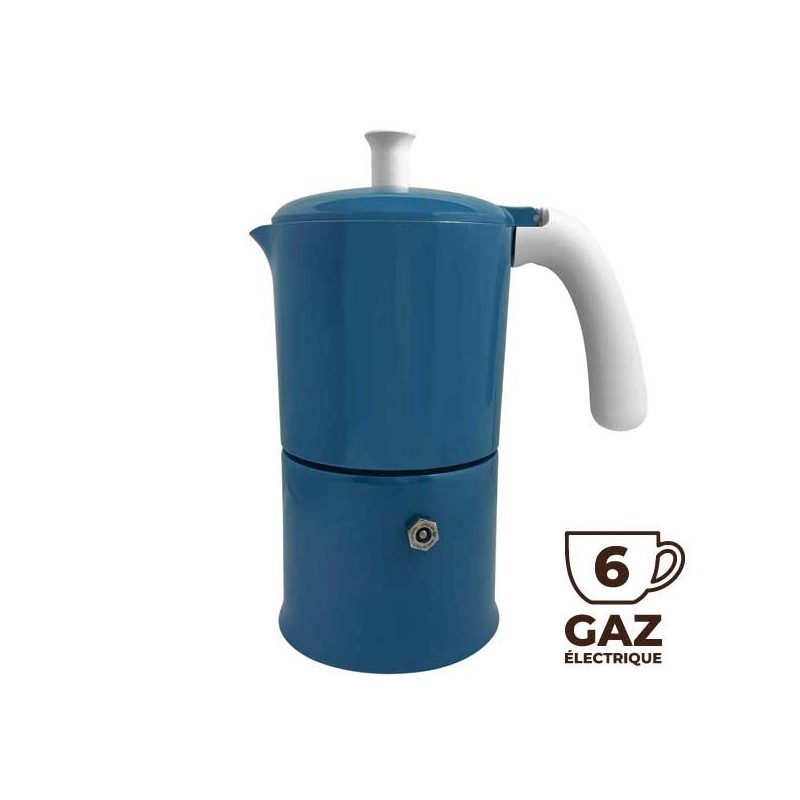 Cafetière italienne Moka classique Bleu / Blanc 6 tasses TOUS FEUX SAUF INDUCTION ANG60502 - ANGELINA MADE IN ITALY
