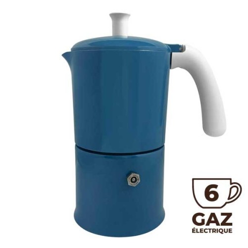 Cafetière italienne Moka classique Bleu / Blanc 6 tasses TOUS FEUX SAUF INDUCTION ANG60502 - ANGELINA MADE IN ITALY