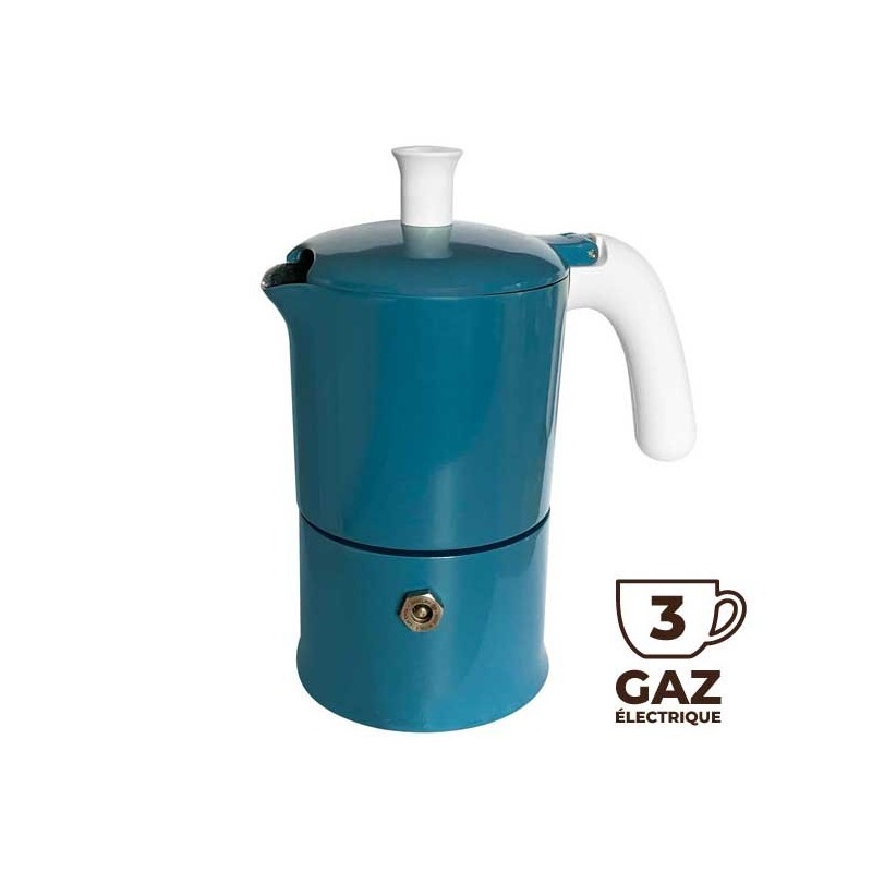 Cafetière italienne Moka classique Bleu / Blanc 3 tasses TOUS FEUX SAUF INDUCTION ANG30502 - ANGELINA MADE IN ITALY