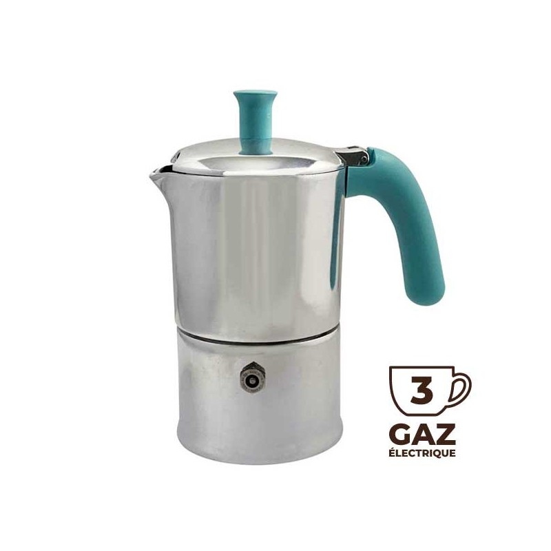 Cafetière italienne Moka classique Aluminium / Tiffany 3 tasses TOUS FEUX SAUF INDUCTION ANG30001 - ANGELINA MADE IN ITALY
