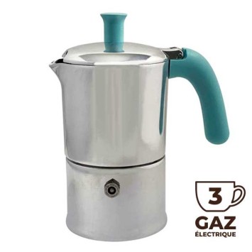 Cafetière italienne Moka classique Aluminium / Tiffany 3 tasses TOUS FEUX SAUF INDUCTION ANG30001 - ANGELINA