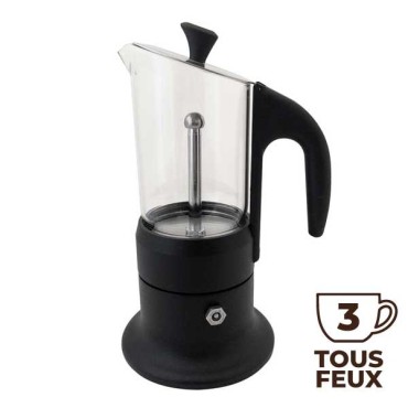 Cafetière italienne CORINNA noire 3 tasses TOUS FEUX COR30303 - ANGELINA