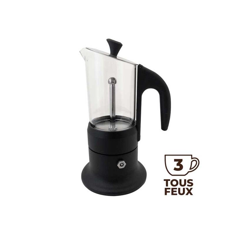 Cafetière italienne CORINNA noire 3 tasses TOUS FEUX COR30303 - ANGELINA MADE IN ITALY