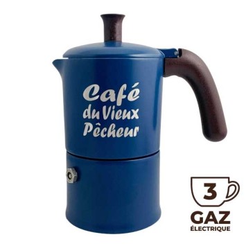 Cafetière italienne Moka Classique 3 Tasses CAFÉ DU VIEUX PÊCHEUR tous feux sauf induction - ANGELINA