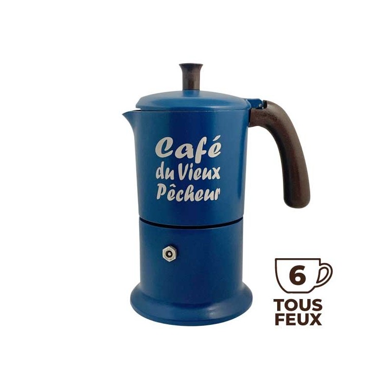 Cafetière italienne Moka Classique 6 Tasses CAFÉ DU VIEUX PÊCHEUR tous feux - ANGELINA MADE IN ITALY