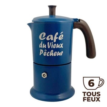 Italian coffee maker Moka Classic 6 cups Café du Vieux fisherman all fires - ANGELINA MADE IN ITALY