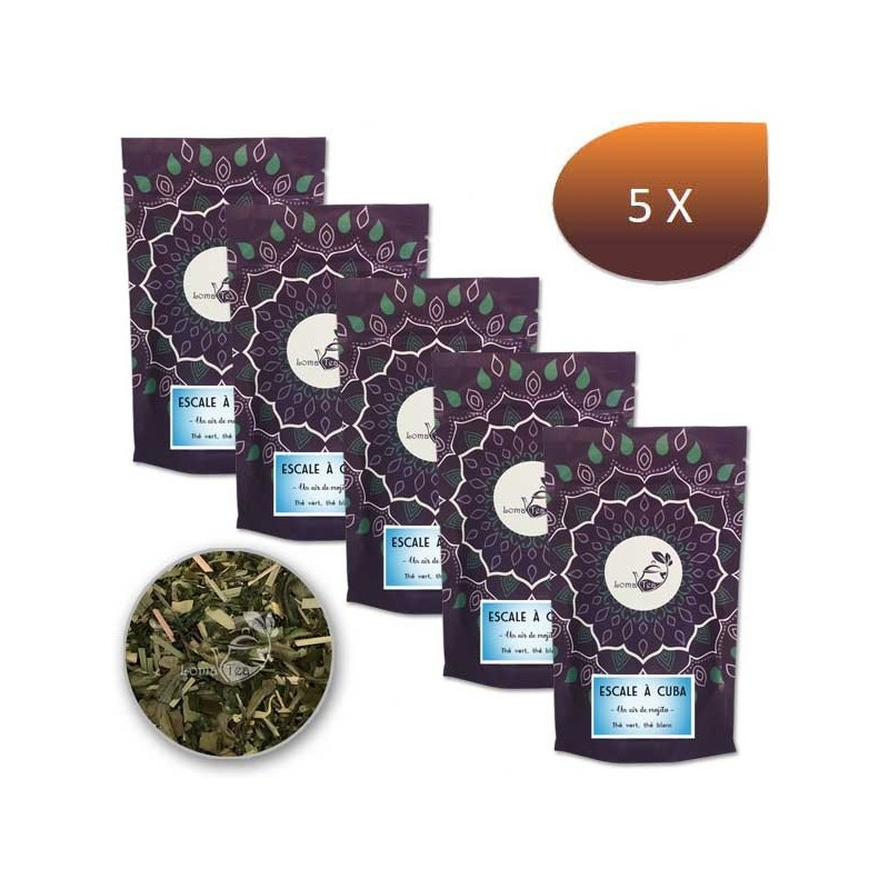 Pack x 5 white tea stop a cuba lomatea bulk 100g