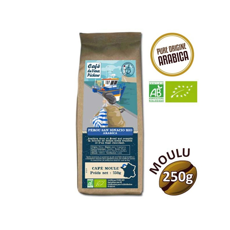 Café Moulu Arabica Pérou San Ignacio Organic 250g - Café du Vieux Fisherman