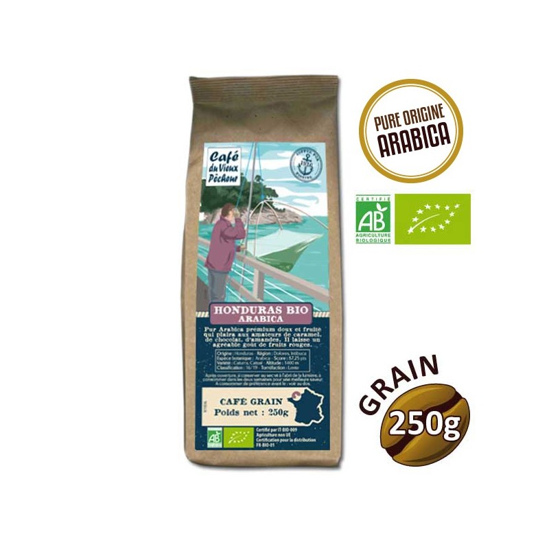 Café grain arabica HONDURAS BIO 250g - CAFÉ DU VIEUX PÊCHEUR Café grain arabica HONDURAS BIO 250g - CAFÉ DU VIEUX PÊCHEUR