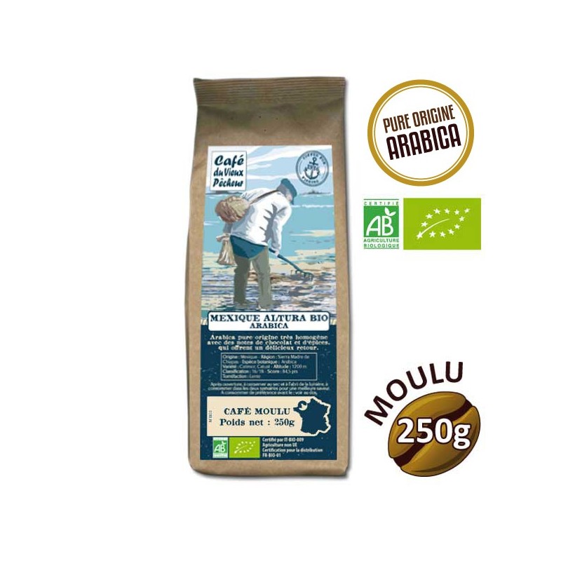 Café Moulu Arabica Mexico Altura Organic 250g - Café du Vieux Fisherman