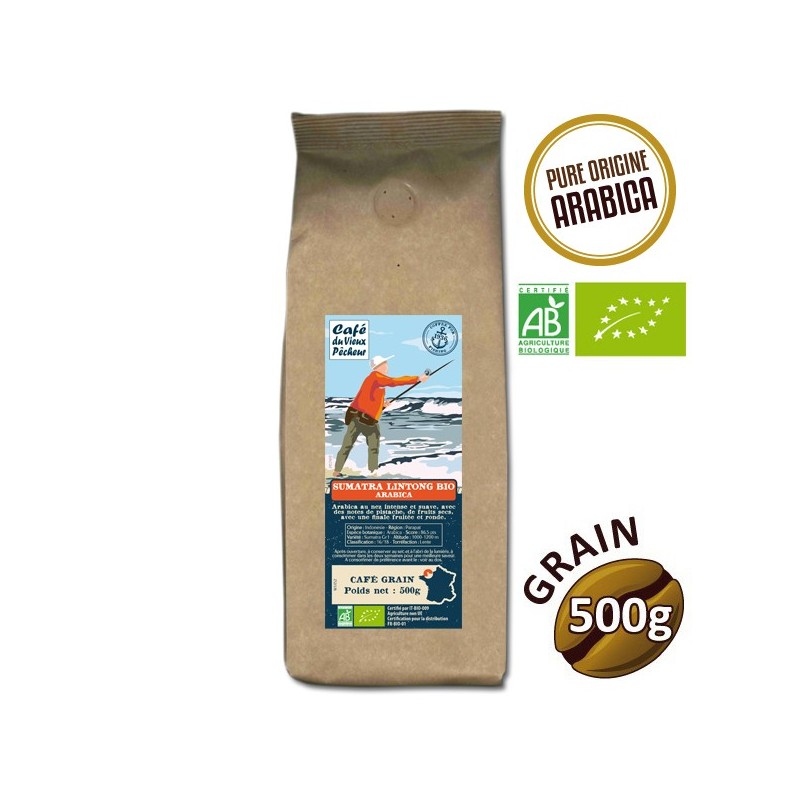 Café Grain Arabica Sumatra Lintong Bio 500G - Café du Vieux Fisherman