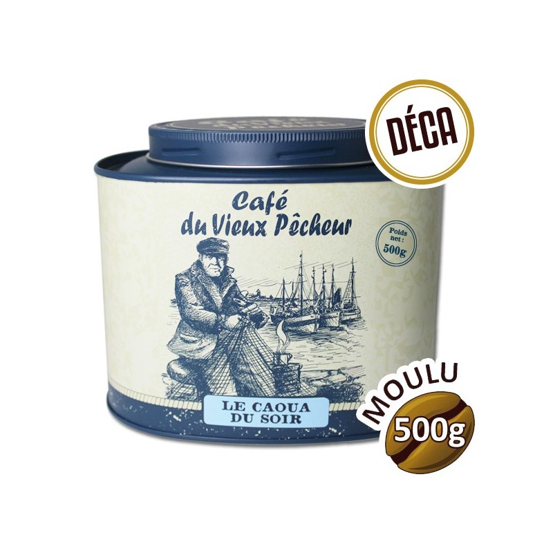 Boîte métal café moulu LE CAOUA DU SOIR 500g - CAFÉ DU VIEUX PÊCHEUR