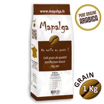 Café grain pure origine BRESIL CERRADO 1 Kg - MAPALGA