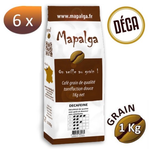 Pack x 6 Café grain DÉCAFÉINÉ - 1 Kg - MAPALGA