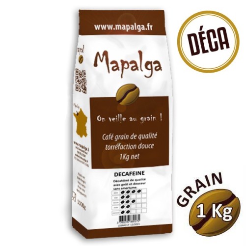 Café grain DÉCAFÉINÉ - 1 Kg - MAPALGA