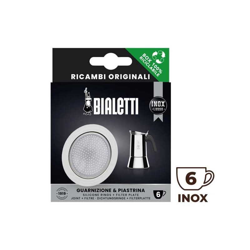 Set of 1 seal + 1 6 cup stainless steel coffee maker  0800412 - Bialetti