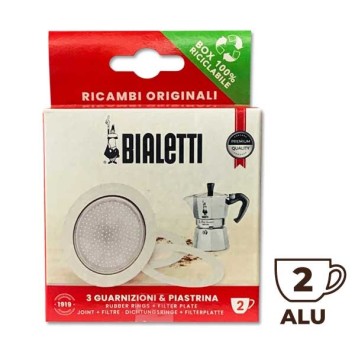 Set of 3 seals + 1 2 cup aluminum coffee maker 0800032 - Bialetti