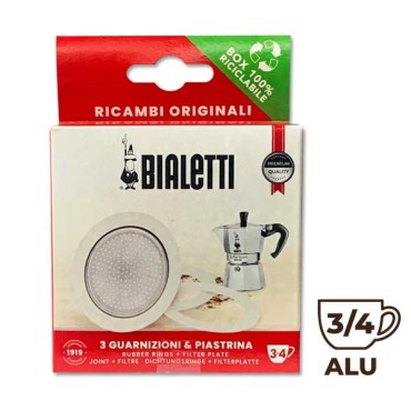 Set de 3 joints + 1 filtre cafetière aluminium 3/4 Tasses 0800033 - BIALETTI