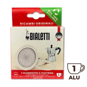 Set di 3 articolazioni + 1 produttore di caffè in alluminio 1 tazza 0800031 - Bialetti