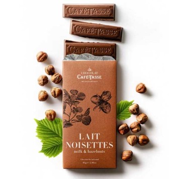 Tablette Chocolat LAIT NOISETTES 85g - CAFÉ TASSE