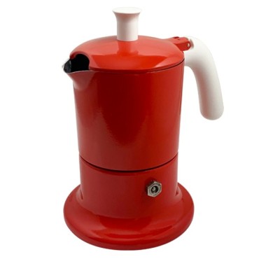 Cafetière italienne rouge / blanc 3 tasses TOUS FEUX ANG3INDXMASRED - ANGELINA MADE IN ITALY